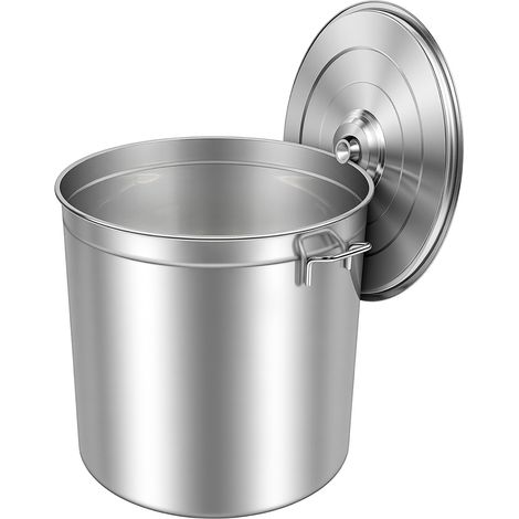 Marmite 50 L en acier inoxydable avec couvercle – Grande marmite avec panier filtrant 40 L – Compatible induction et gaz – Poignées anti-chaleur – Pour soupes et ragoûts (1/5)