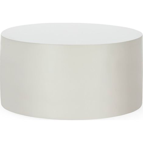 Table à café ronde blanche en fibre de pierre design épuré - blanc pierre mat