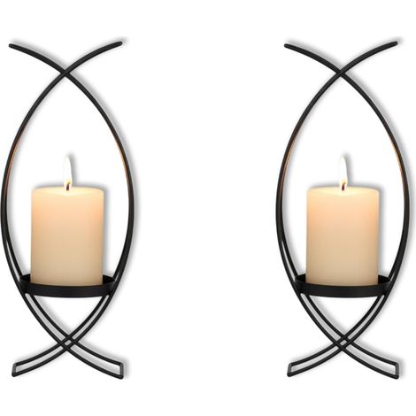 Bougeoir Mural, Lot de 2 Noir Porte Bougie Murale Métal Photophore, Candle Wall Sconces pour Bougies Chauffe-Plat et Bougies Piliers Suspendues, Décoration pour Chambre, Salon et Salle à Manger (1/5)