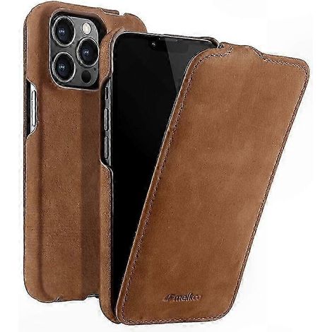iPhone 12 Pro Echtlederhülle mit vertikalem Klappdesign, Rundumschutz mit Litschi-Textur und hochwertiger, genarbter Oberfläche (1/5)