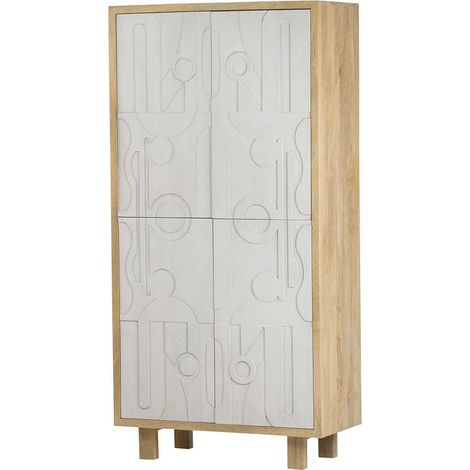 Janto Brauner Mangoholzschrank 100X45X200 cm (1/5)