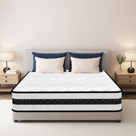 Yidatong – Matelas 140x190 cm très épais 28 cm – Hybride mousse à mémoire de forme + ressorts ensachés – 10 zones de confort ergonomiques – Respirant et durable