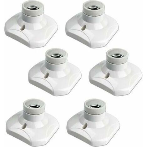 Douille de plafond à visser E27, douille de garage E27, AC 220-240 V, support de douille pour ampoule LED, base de plafonnier E27, base de lampe en plastique blanc pour applique murale, lot de 6 (1/5)