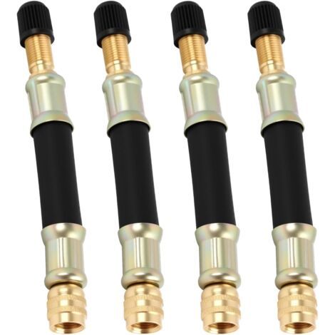 QORVA-4 PCS Extension Valve Pneu en Caoutchouc 100mm en Caoutchouc Flexible avec Bouchons Étanches, Extension Valve Universelle pour Voiture, Moto, Vélo, Camion, Camping-Car, Remorque