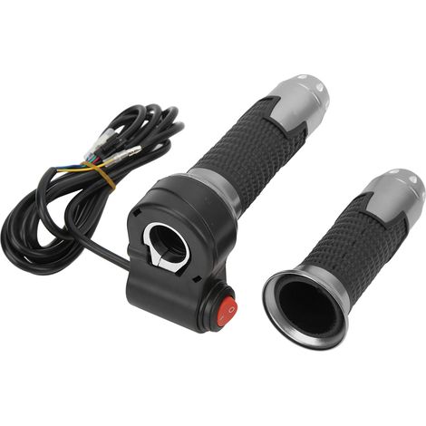 Paar universelle 12V-99V Gasgriffe mit Knopf für Elektrofahrräder und -roller (grau) (1/5)