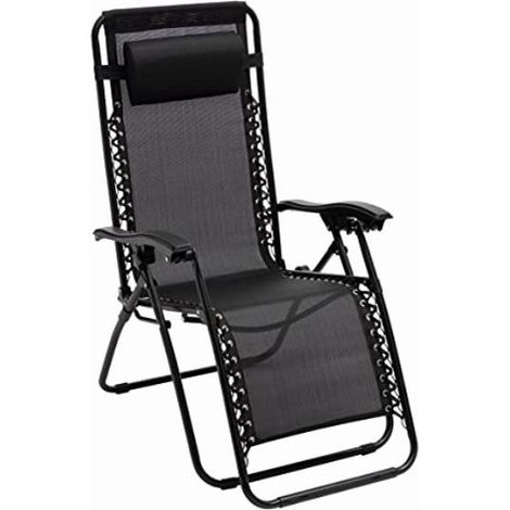 Baroni Home Sdraio da Giardino Sdraio Pieghevole Sedia Sdraio Zero Gravity 165x65x113 cm (Grigio Antracite) (1/5)