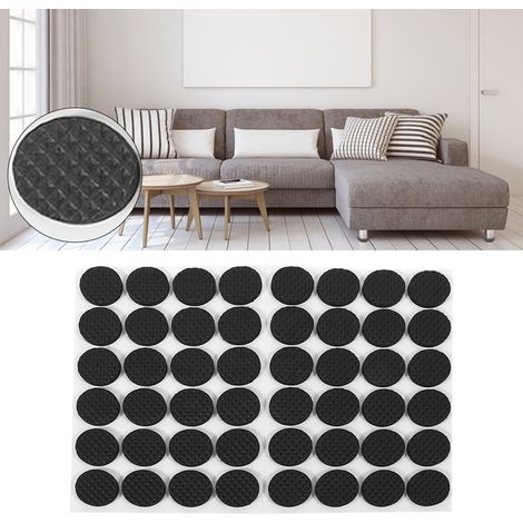 Almohadillas antideslizantes negras autoadhesivas para proteger suelos, muebles, sillas y mesas. Diámetro: aprox. 2 cm. Material: caucho TRP. 48 unidades. (1/5)