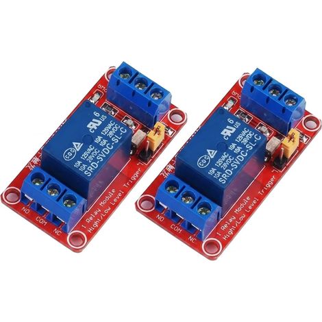 2 Pièces Module Relais 5V 1 Canal avec Optocoupleur,10A 250V AC/30V DC,Compatible avec Arduino (1/5)