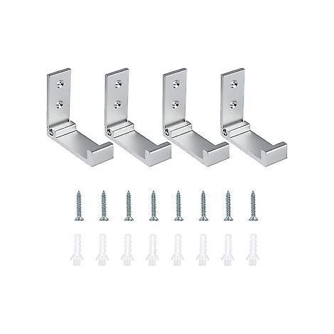 Klappbare Wandhaken – 4 Klapphaken – klappbare Kleiderhaken – Kopfhörerhalter – Aluminium – silber – faltbar – Wandmontage – mit Schrauben