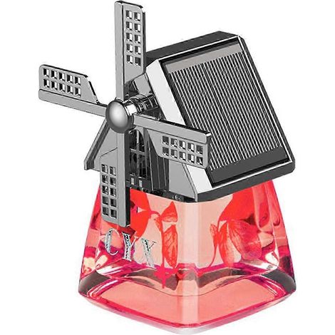(Rouge) Parfum de voiture 40 ml, design moulin à vent, déodorant écologique, résistant aux hautes températures, panneau solaire double face pour la purification de l'air, léger, alimenté à l'énergie s (1/5)