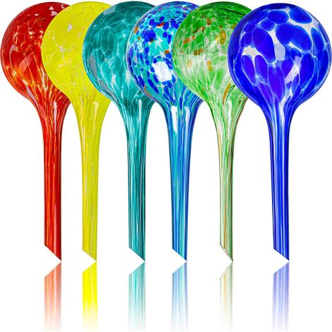 Boules d'arrosage automatique pour plantes, lot de 6 - Petites boules d'arrosage automatique en verre - Conviennent aux plantes d'intérieur et d'extérieur - Boules d'arrosage automatiques multicolores (1/4)