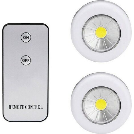 SET 2 FARETTI COB CONTROLLO REMOTO LUCE A LED LAMPADA ARMADIO CON TELECOMANDO