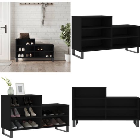 Armoire à chaussures Noir 102x36x60 cm Bois d'ingénierie - Meuble Chaussure - Range Chaussures - Étagère Chaussures - Armoire Chaussures - Rangement Maison - Home & Living (1/5)