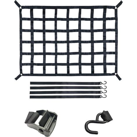 Filet de fret pour remorque, pour pick-up, camion, surface de chargement pour pick-up, extension de surface de chargement, filet de remorque, pour SUV, pickup, remorque (S - 127 x 106 cm) (1/5)