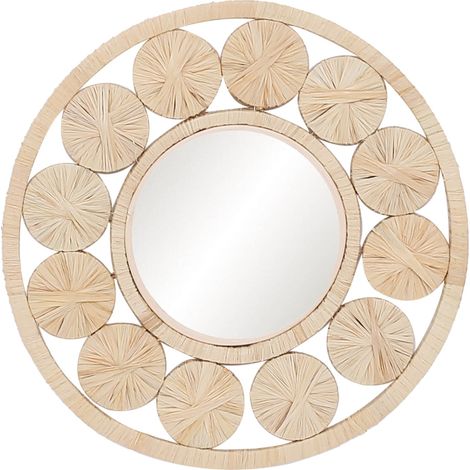 Miroir décoratif beige 26 cm, design naturel en palmier et jonc de mer, idéal pour décorer votre maison et augmenter la lumière (1/3)