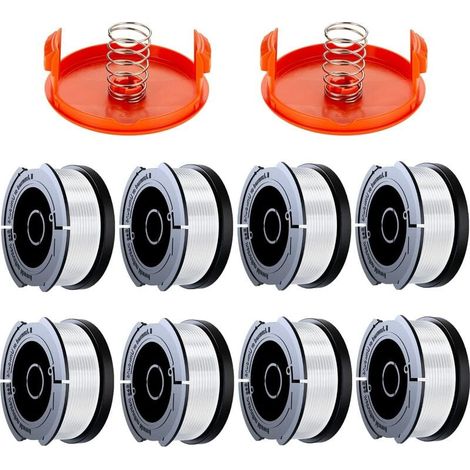 12er-Pack Black & Decker Trimmerfadenspulen, 0,2 cm Trimmerfadenspule (8 Trimmerfäden, 2 Schutzkappen, 2 Federn)...DEBUNS (1/4)