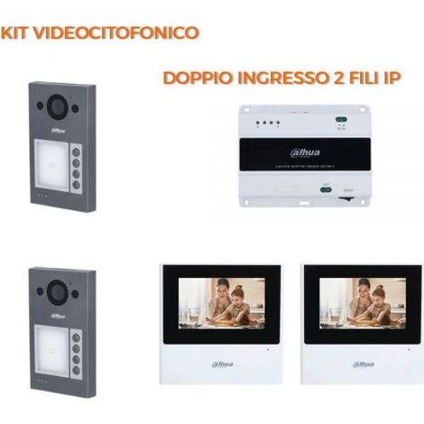 Dahua Kit videocitofonico Doppio ingresso 2 Fili IP - Posto esterno VTO3312Q-P + Monitor 4.3" VTH2612L-W Nr.02 Monitor