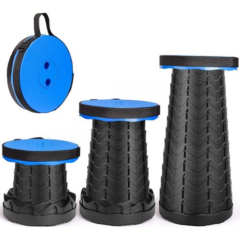 Klapphocker, tragbarer Hocker der zweiten Generation, leicht und stabil, höhenverstellbar, 170 kg Tragkraft, für Outdoor, Wandern, Angeln, Grillen, Indoor, Reisen, Party (blau) (1/5)
