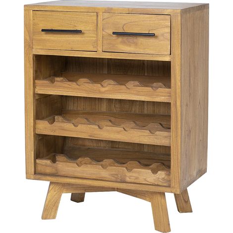 Portabottiglie 15 bottiglie L. 60 x P. 35 x H. 80 cm in Legno di mindi Vintage - AVEIRO (1/5)
