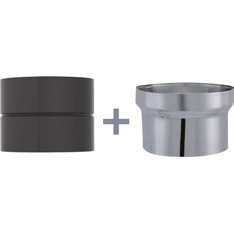 Joncoux – Manchon buse F/F pour raccordement – Raccord fumisterie acier noir mat – Diamètre 125 mm – Norme CE 0063 (1/2)