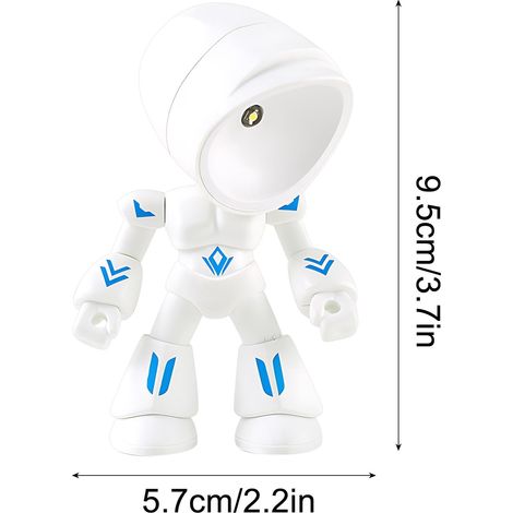 Lampe De Nuit Robot - Tête Ajustable - Éclairage Led Multicolore - Fixation Par Suction Magnétique - Pour Chevet Bureau Décoration Enfant - 1 Pièce (1/4)