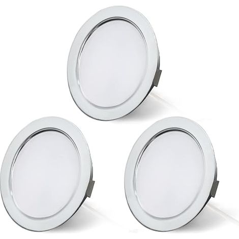 LED Recessed Spotlight, 12 V, Dimmable 12 V, 3.5 W, 3000 K, Warm White, 300 Lumens, Extra Flat, Recessed Ceiling Light for Furniture, Camper, Caravan, Boat, Living Room (1/5)