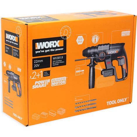 Worx Nitro Akku Bohrhammer WX381.9 20V solo Bohren Hammerbohren Meißel ohne Akku (1/3)