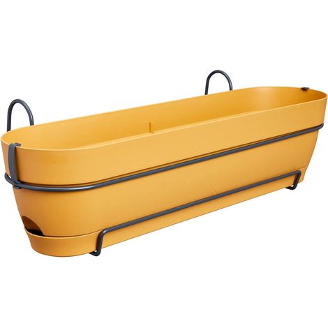 elho® Vibia campana Pflanzkasten Honiggelb 70 cm mit Halter allin1 - Kunststoff (1/5)