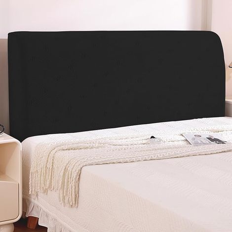 Housse Tete De Lit, Élastique Housse De Tete De Lit Antitaches, Housse De Protection De Tête Washable, Headboard Cover Removable, Couvre Tete De Lit De Chambre (150cm, Noir)