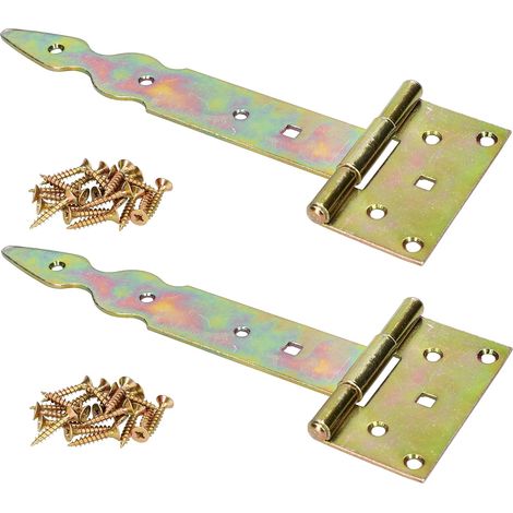 KOTARBAU Lot de 2 charnières en T décoratives - Taille : nom galvanisé - Jaune (200 mm) (1/4)
