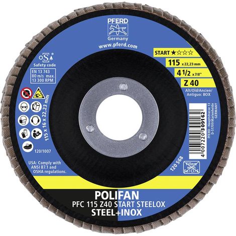 PFERD TOOLS 69300936 PFC 115 Z 40 START STEELOX Disco con falde Diametro 115 mm Ø foro 22.23 mm Dimensione dei grani 40 (1/4)