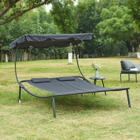 Lettino Prendisole Avigliano con Tettuccio Parasole Regolabile - Grigio casa.pro