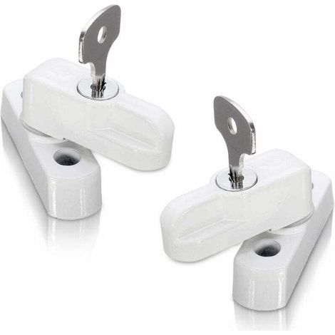 Bloqueurs de porte et de fenêtre à guillotine – Lot de 2 – Verrouillage sécurisé pour fenêtres PVC – Finition blanche en zinc moulé (1/5)