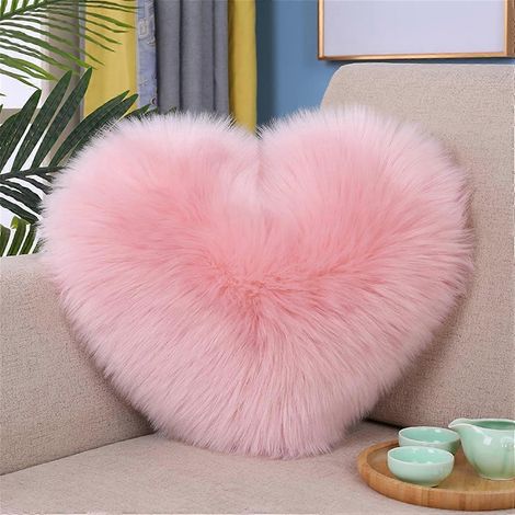 Housse de coussin décorative en forme de cœur pour salon, canapé, chambre ou bureau, rose (1/5)