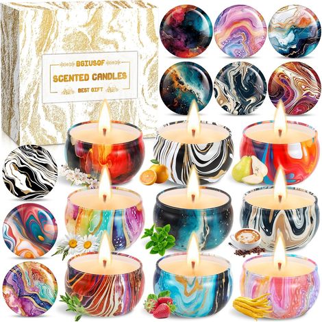 Coffret de 9 Bougies Parfumées, Cadeau Décoratif pour Mariage, Anniversaire, Fête des Mères et Pères (1/5)