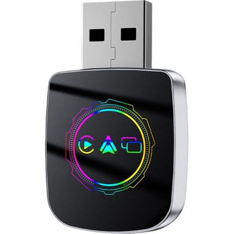 Adaptateur CarPlay sans fil 3 en 1 pour Android Auto et Smart CarPlay : comprend un étui de protection et un adaptateur USB plug-and-play (prend en charge CarPlay filaire et sans fil et MirrorLink). (1/3)