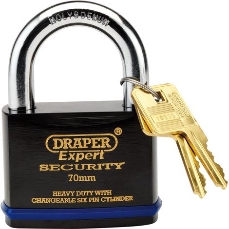 Draper Expert 70mm Heavy Duty Padlock with Super Tough Molybdenum Steel Shackle and 2 Keys (1/5)
