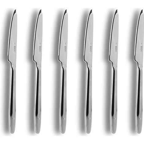 Lot de 6 couteaux à steak en acier inoxydable, ATHENA