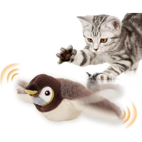 KLVGTIFS PU - Jouet Oiseau pour Chat, Jouet pour Chat interactif, Jouet Chat Oiseau Qui Bouge, Bird Flapping Chirping Bird Cat Toy (1/5)