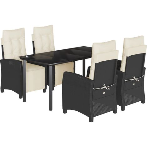 Maison Exclusive - 5-tlg. Garten-Essgruppe mit Kissen Schwarz Pol