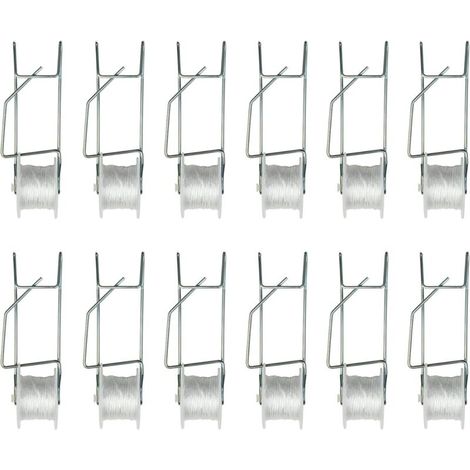 12 Pack Greenhouse Tomato Trellis Spool Hooks, Plant Support Hooks with 15M Rope, Flower Vine Rope Grow Trellis Kit (1/4)