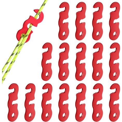 Tendeur de Corde, 16 pièces Tendeur de Corde Camping en Alliage d'Aluminium, Guyline Tendeurs Ajusteur de Corde, Tendeur de Tente, Corde Boucle Ajusteur pour Tente Bâche Randonnée (1/5)