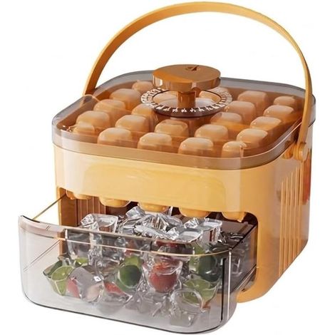Cubitera con tapa,Máquina de hielo compacta con función de presión para el congelador,fiestas y exteriores,Capacidad para 25/50 cubitos de hielo (1/5)