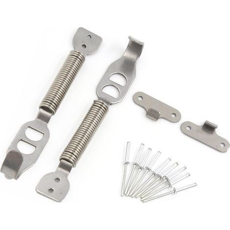 Kit di perni di fissaggio cofano universali, in metallo, color argento, 2 pezzi