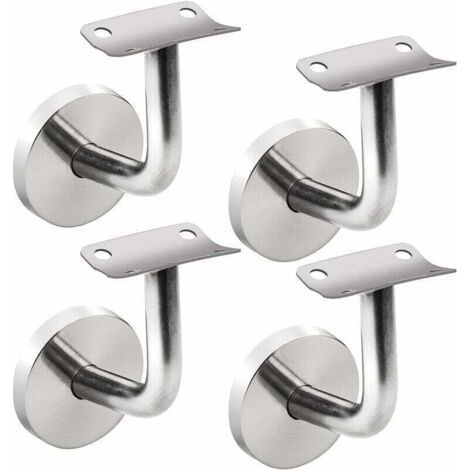 PA 4 Pièces Acier Inoxydable Main Courante Support Pour Main Courante Escalier Support mural Supports Fixation Tringle Argent (1/4)