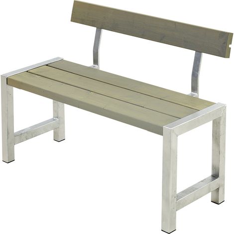 Plus Cafebank mit Rücklehne 127x50x75/45 cm Druckimpräg. RAL 7023 Graubraun