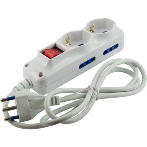 MULTIPRESA  COMPATTA 6 POSTI BIPASSO + 2 CON SCHUKO E CON INTERRUTTORE FE 149006 (1/2)