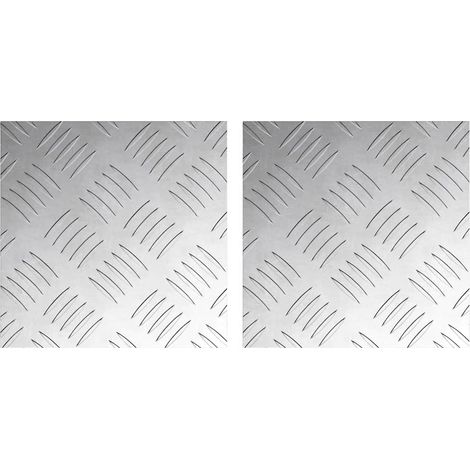 Nez de marche Carré 2 pcs Argenté 20 x 20 cm Aluminium (1/5)