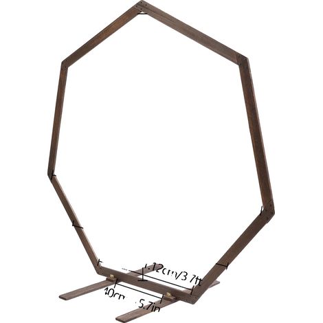 Arco de boda, diseño heptagonal, madera natural sostenible, mediano, marrón. (1/2)