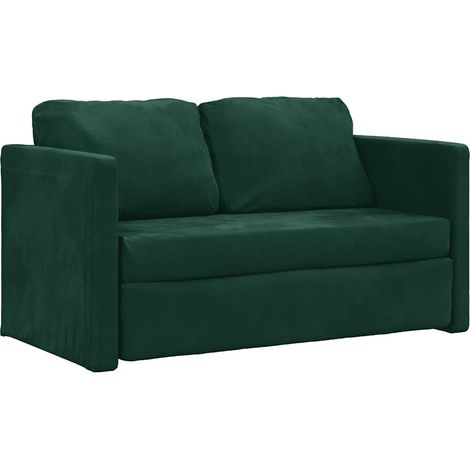 vidaXL Divano Letto da Terra 2 in 1 Verde Scuro 122x204x55 cm Velluto (1/5)